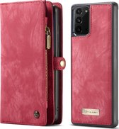 Samsung Galaxy Note20 Hoesje - Caseme - Serie - Kunstlederen Bookcase / 2in1 Case - Rood - Hoesje Geschikt Voor Samsung Galaxy Note20