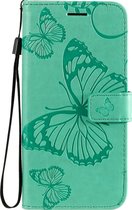 Samsung Galaxy A41 Hoesje - Mobigear - Butterfly Serie - Kunstlederen Bookcase - Turquoise - Hoesje Geschikt Voor Samsung Galaxy A41