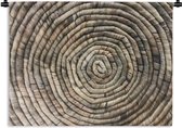 Wandkleed Cirkels met patroon - Mand gemaakt van stro in cirkelvorm Wandkleed katoen 60x45 cm - Wandtapijt met foto