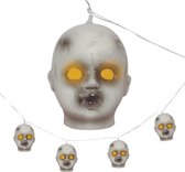 Fiestas Guirca Hangdecoratie 6 Leds Doodskoppen 100 Cm Beige