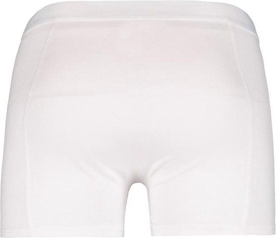 Witte katoenen boxershort, achterkant met elastische tailleband.