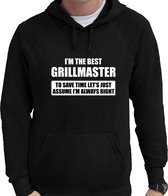 I'm the best grillmaster - always right hoodie zwart heren - BBQ cadeau verjaardag sweater met caupchon XL