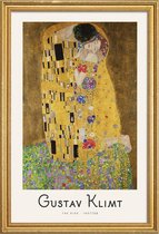 JUNIQE - Poster met houten lijst Klimt - The Kiss -13x18 /Geel