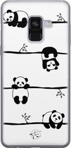 Samsung Galaxy A8 2018 siliconen hoesje - Panda - Soft Case Telefoonhoesje - Zwart - Print