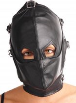 Lederen kap met afneembare blinddoek en snuit