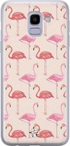 Samsung Galaxy J6 2018 siliconen hoesje - Flamingo - Soft Case Telefoonhoesje - Roze - Print