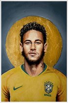 JUNIQE - Poster i kunststof lijst Football Icon -Neymar -30x45