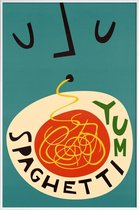 JUNIQE - Poster in kunststof lijst Yum Spaghetti -30x45 /Rood &