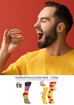 OHNO Cadeau Artikelen Funny FastFood Sokken - Multipack Sokken - Multicolor, Cadeauverpakking