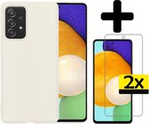 Samsung A52 Hoesje Met 2x Screenprotector - Samsung Galaxy A52 Case Cover - Siliconen Samsung A52 Hoes Met 2x Screenprotector - Wit