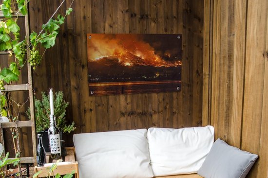 California Wildfires: The Holy Fire At Lake Elsinore On August 9 2018 affiche de jardin toile en vrac 90x60 cm - Toile de jardin / Toile d'extérieur / Peintures pour l'extérieur (décoration de jardin)