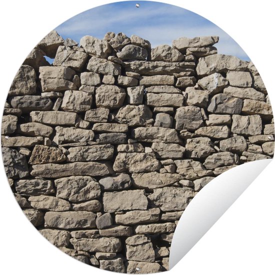 schudden extase Kardinaal Tuincirkel vintage stenen muur met wolken - 60x60 cm - Ronde Tuinposter -  Buiten | bol.com