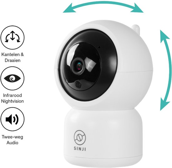 Sinji pan-tilt camera – full HD 1080p – infrarood – app – 2-weg audio