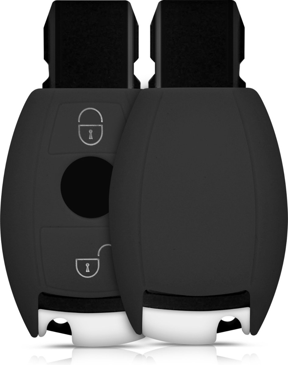 kwmobile autosleutel hoesje geschikt voor Mercedes Benz 2-knops autosleutel (alleen Keyless Go) hoes - TPU autosleutel behuizing - Beschermende auto sleutel case - Sleuteletui in zwart