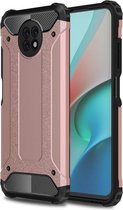 Lunso - Armor Guard backcover hoes - Geschikt voor Xiaomi Redmi Note 9 - Rose Goud