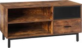 TV kast - Lowboard - TV meubel - met lade en vakken - industrieel - vintage bruin