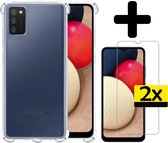 Samsung A02s Hoesje Transparant Met 2x Screenprotector Shockproof - Samsung Galaxy A02s Case - Shockproof Samsung A02s Hoes Met 2x Screenprotector - Transparant