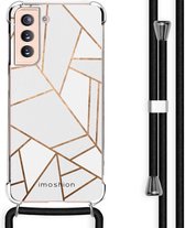 iMoshion Design hoesje met koord voor de Samsung Galaxy S21 - Grafisch Koper - Wit / Goud