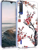 kwmobile telefoonhoesje voor Xiaomi Mi 9 Lite - Hoesje voor smartphone in rood / zwart / wit - Chinese Bloemen design