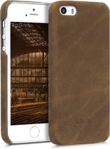 kalibri leren hoesje voor Apple iPhone SE (1.Gen 2016) / 5 / 5S - hardcover beschermhoes - bruin