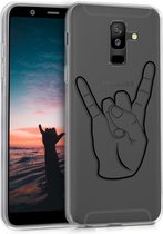 kwmobile telefoonhoesje voor Samsung Galaxy A6+/A6 Plus (2018) - Hoesje voor smartphone in zwart / transparant - Handgebaar Corna design