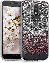 kwmobile telefoonhoesje voor Motorola Moto G4 / Moto G4 Plus - Hoesje voor smartphone in poederroze / wit / transparant - Indian Sun design