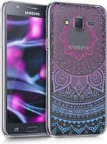 kwmobile telefoonhoesje voor Samsung Galaxy J5 (2015) - Hoesje voor smartphone in blauw / roze / transparant - Indian Sun design