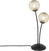 QAZQA athens - Landelijke Tafellamp - 2 lichts - H 480 mm - Zwart Goud - Woonkamer | Slaapkamer | Keuken