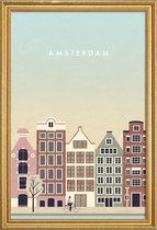 JUNIQE - Poster met houten lijst Amsterdam - retro -40x60 /Bruin