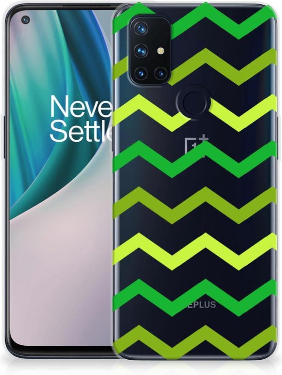 TPU Hoesje voor OnePlus Nord N10 5G TPU bumper Zigzag Groen