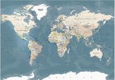 Fotobehang - Vintage World Map 250x175cm - Vliesbehang