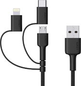 Aukey 3-en-1 MFI Lightning, USB-C et Micro USB (1,2 m)