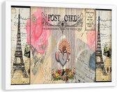 Foto in frame , Briefkaart uit Parijs , 120x80cm , Multikleur , wanddecoratie