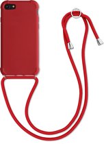 kwmobile telefoonhoesjegeschikt voor Apple iPhone SE (2022) / iPhone SE (2020) / iPhone 8 / iPhone 7 - Hoesje van siliconen met telefoonkoord - In rood