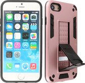Hoesje met Magnetic Stand Hard Case Geschikt voor de iPhone SE 2020 - iPhone 8 - iPhone 7 - Stand Shockproof Telefoonhoesje - Grip Stand Back Cover - Roze