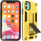 Stand Shockproof Telefoonhoesje - Magnetic Stand Hard Case - Grip Stand Back Cover - Backcover Hoesje voor iPhone 11 - Geel