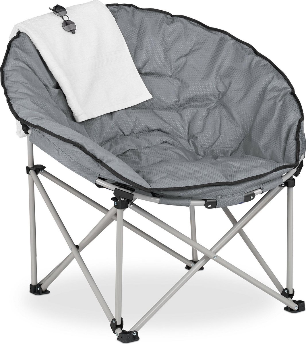 Relaxdays campingstoel opvouwbaar - moon chair - vouwstoel - festivalstoel - grijs - xxl