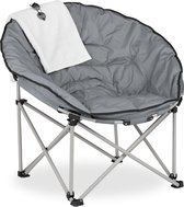 Relaxdays campingstoel opvouwbaar - moon chair - vouwstoel - festivalstoel - grijs - xxl