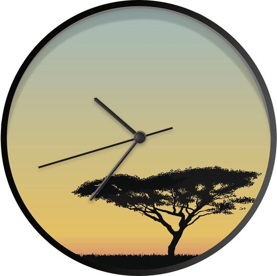 Klok Afrique illustration Ø 30 cm - Une illustration d'un arbre en Tanzanie  africaine... | bol.com