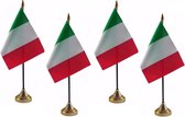 4x stuks italie tafelvlaggetje 10 x 15 cm met standaard - Italiaanse feestartikelen/versieringen