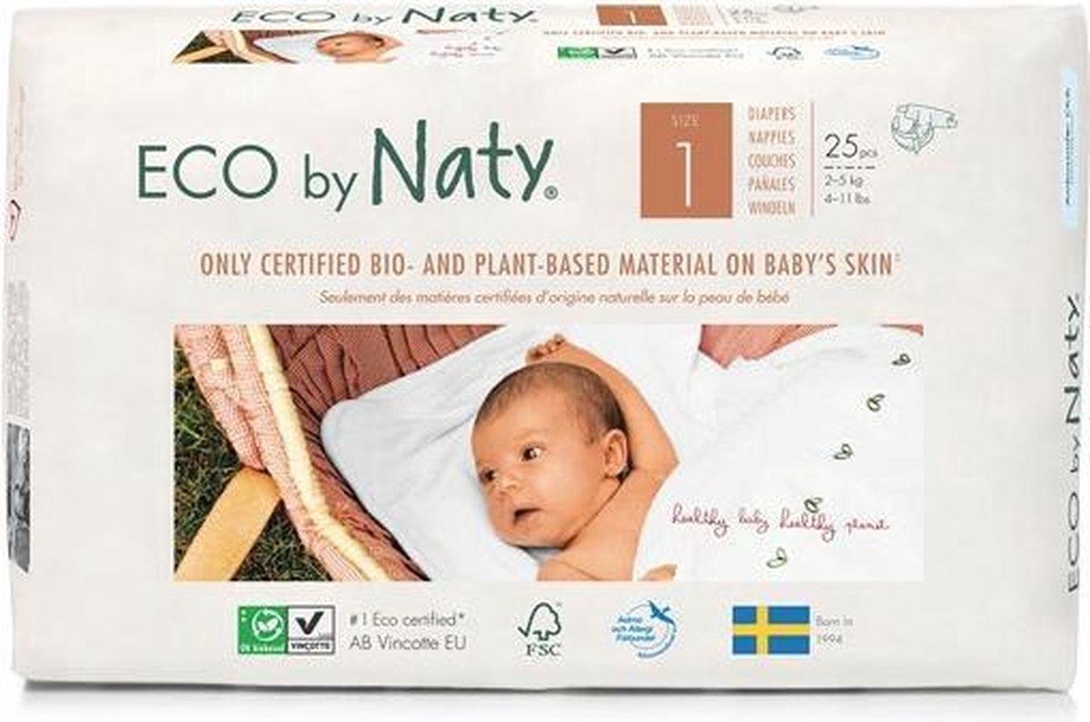Naty couche-culotte vert taille 1, 2-5 kilos, 25 pièces | bol.com