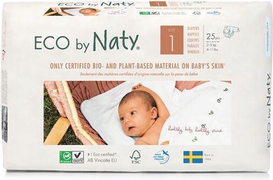 Naty Luiers Maat 1 Newborn (2-5 kg) 25 stuks |