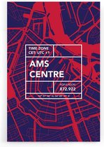 Walljar - Stadskaart Amsterdam Centrum V - Muurdecoratie - Poster met lijst