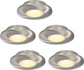 5x HOFTRONIC Pavo - Platte inbouwspot - LED - Rond zaagmaat 53mm - RVS - Dimbaar - Zeer lage inbouwdiepte 12mm - 3 Watt - 260 lumen - 230V - 2700K Extra warm wit - Plafondspots - Dunne inbouwspot voor badkamer en buiten - 5 jaar garantie