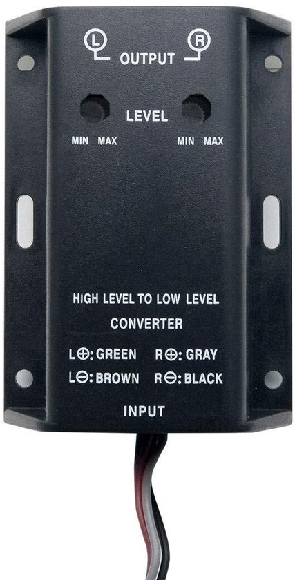 EVGATSAUTO Speaker Level Converter, Car RCA Output Stereo Speaker High to Low Level Converter with Delay Function