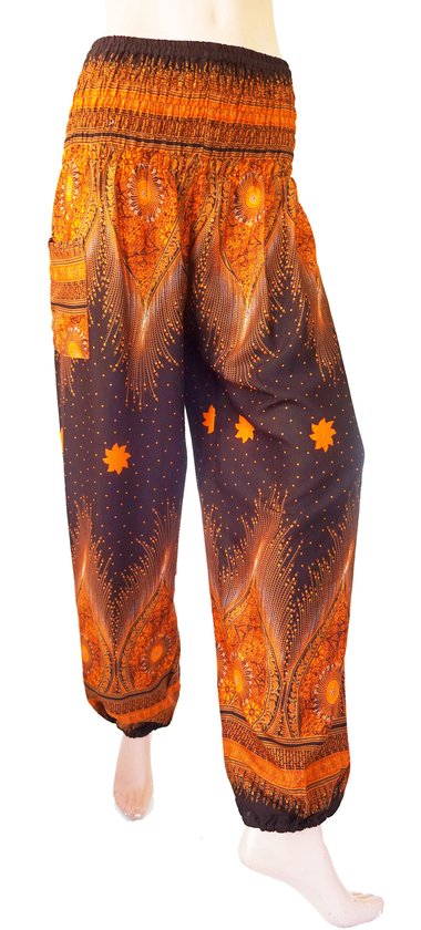 Sarouel - Pantalon de Yoga - Pantalon d'été - Pour femme et homme - Medium; taille 36, 38 et 40 - Brun coucher de soleil