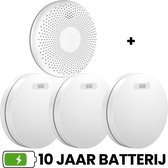 Bol.com Aroha Safety Pro brandpreventieset - 3 Rookmelders & 1 combimelder - 10 jaar batterij & sensor - Extra dun design brandm... aanbieding