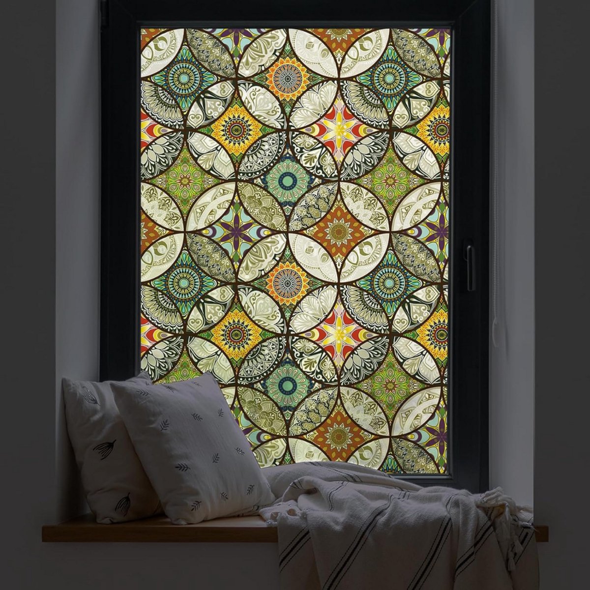 GTB® Raamfolie Glas in Lood - Raamfolie Zelfklevend - Raamfolie - Zwart - 200cm x 60cm x 0.01cm