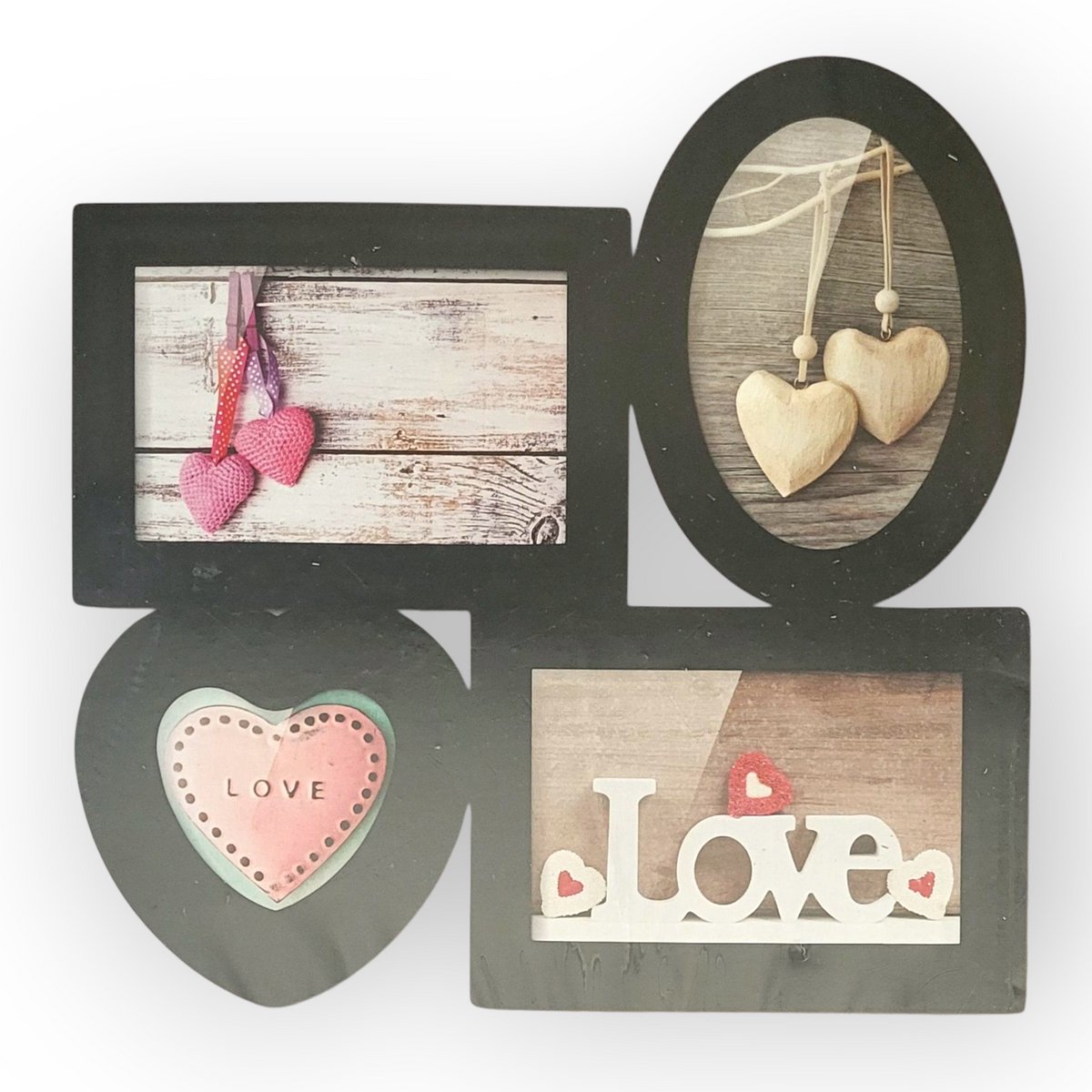Melinera Fotolijst voor 4 Foto's - Love Zwart