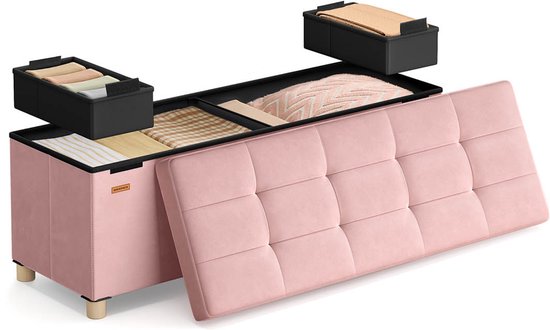 SONGMICS Ottomaanse LSF077B01 opvouwbare voetenbank met opbergdoos, 38